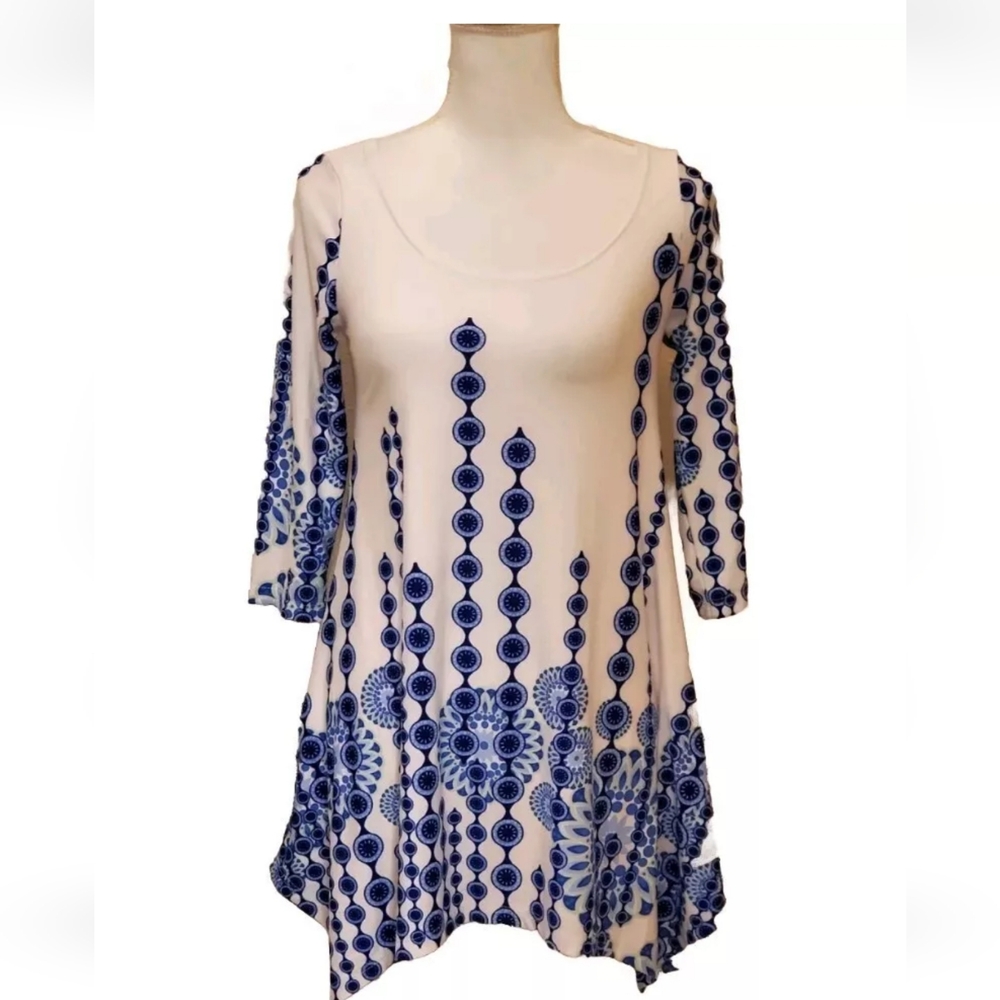 White Mark Rela Geometric Print Tunic Top Size Small With Slip Pockets. EUC - Picture 3 of 7
